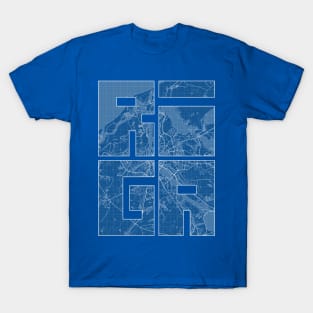 Riga, Latvia City Map Typography - Blueprint T-Shirt